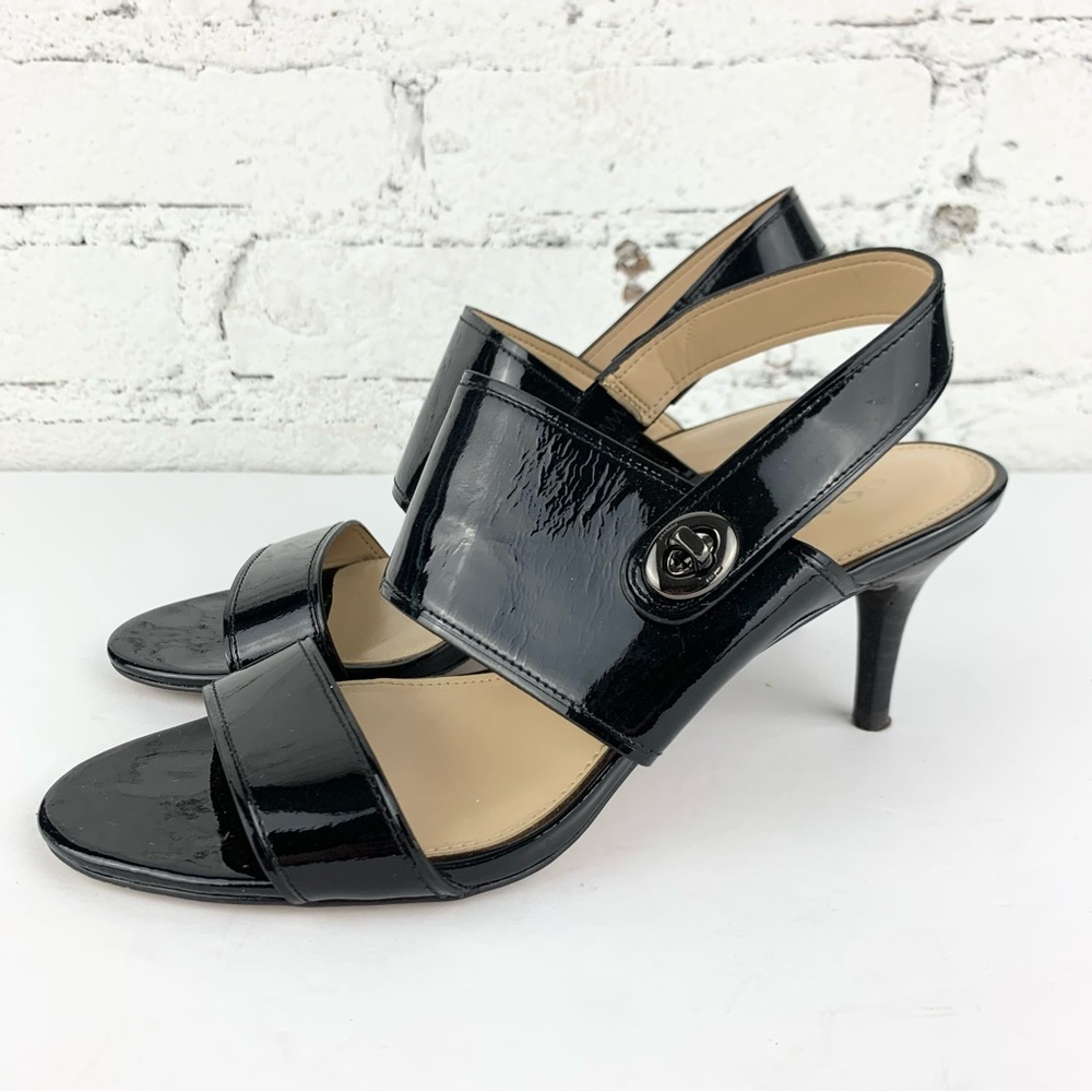 Coach Marla Black Patent Leather Ankle Strap Heel 7